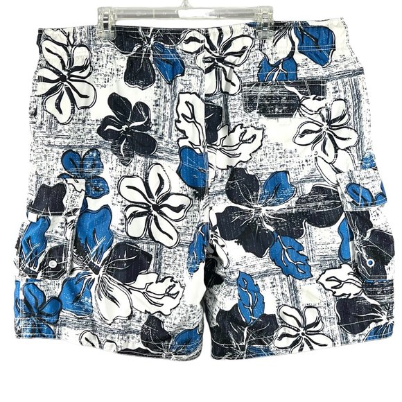 Graphite Sport Cargo Swim Shorts Trunks Mens XL Hawaiian Tropical Flower Print - Picture 2 of 8